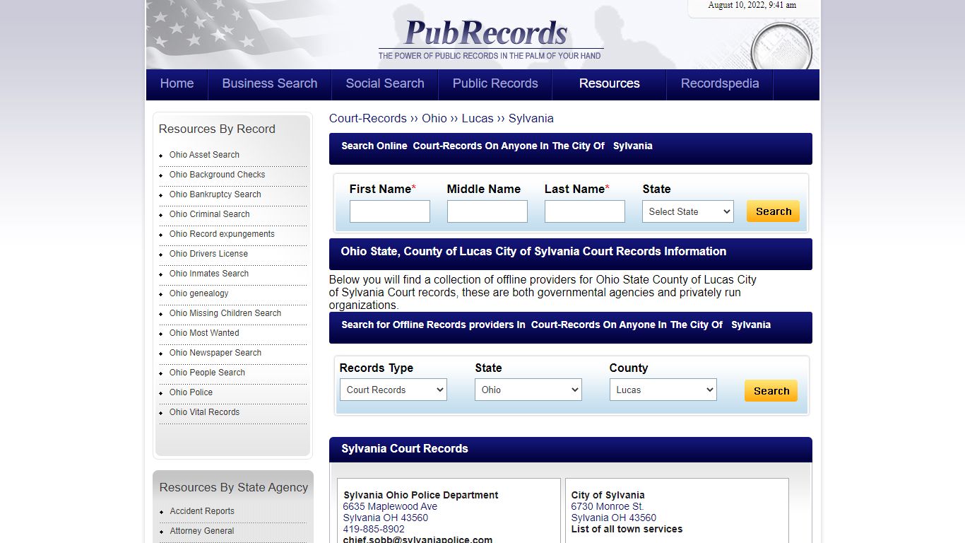 Sylvania, Lucas County, Ohio Court Records